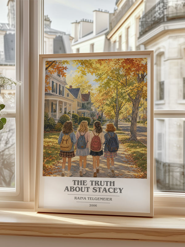 The Truth About Stacey book cover poster colour and style options – Raina Telgemeier book art
