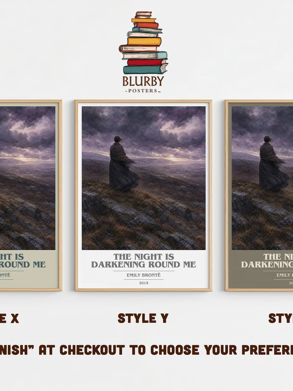 The Night is Darkening Round Me book cover print in frame leaning in hallway – poetry wall art