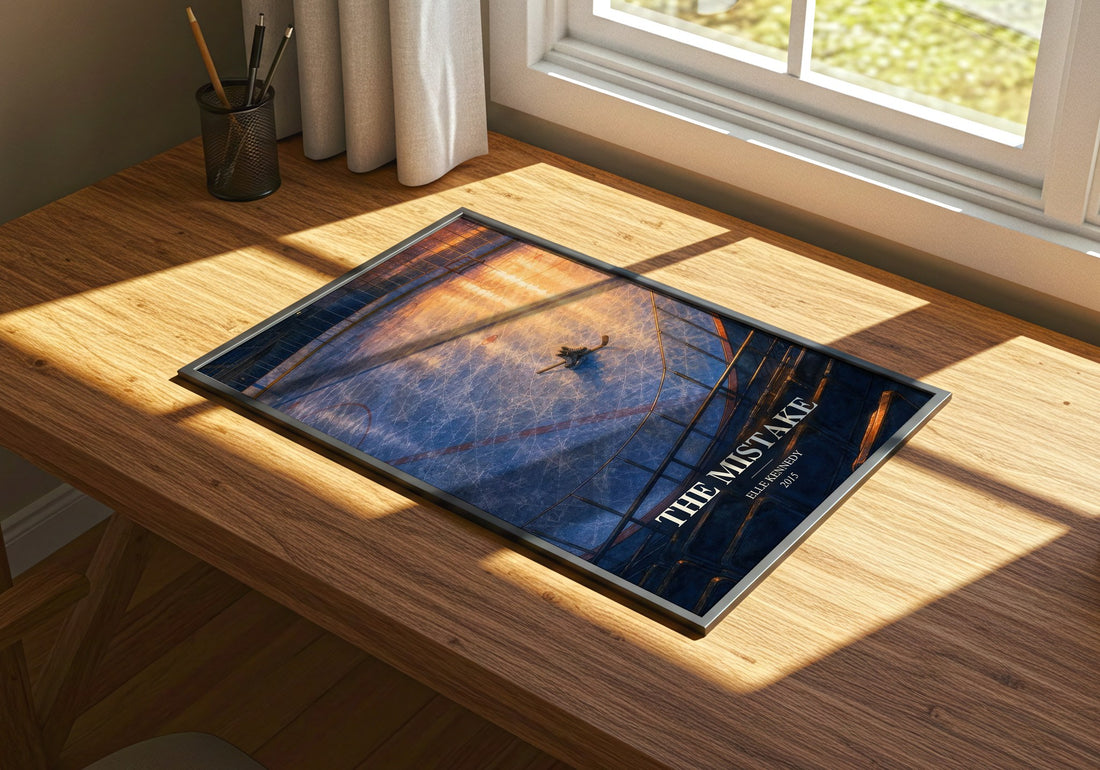 The Mistake watercolour book poster framed on wall – romance wall art