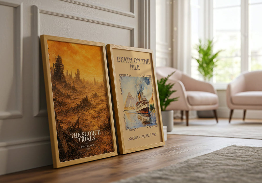 The Scorch Trials watercolour print framed by window – literary home decor