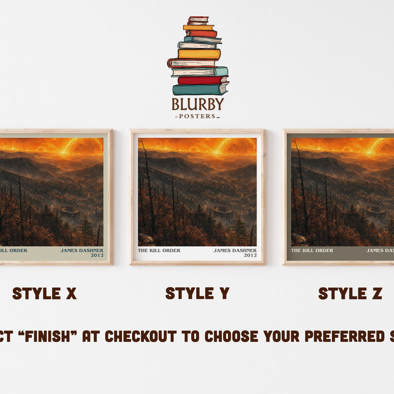 The Kill Order literary print in frame leaning in hallway – dystopian wall art