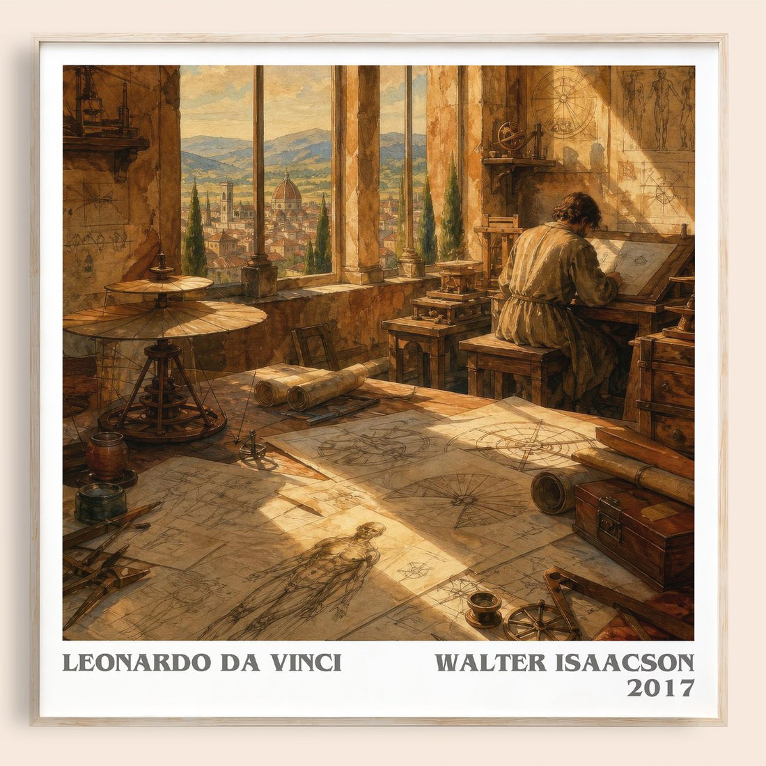 Leonardo da Vinci literary book poster by Walter Isaacson – framed literary art print