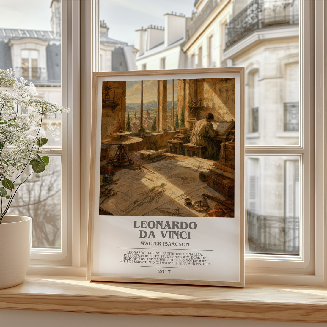 Leonardo da Vinci bookish poster colour and style options – Walter Isaacson book art