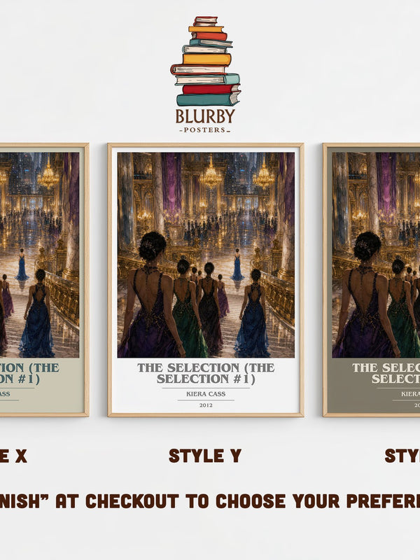 The Selection (The Selection #1) book cover print in frame leaning in hallway – dystopian wall art