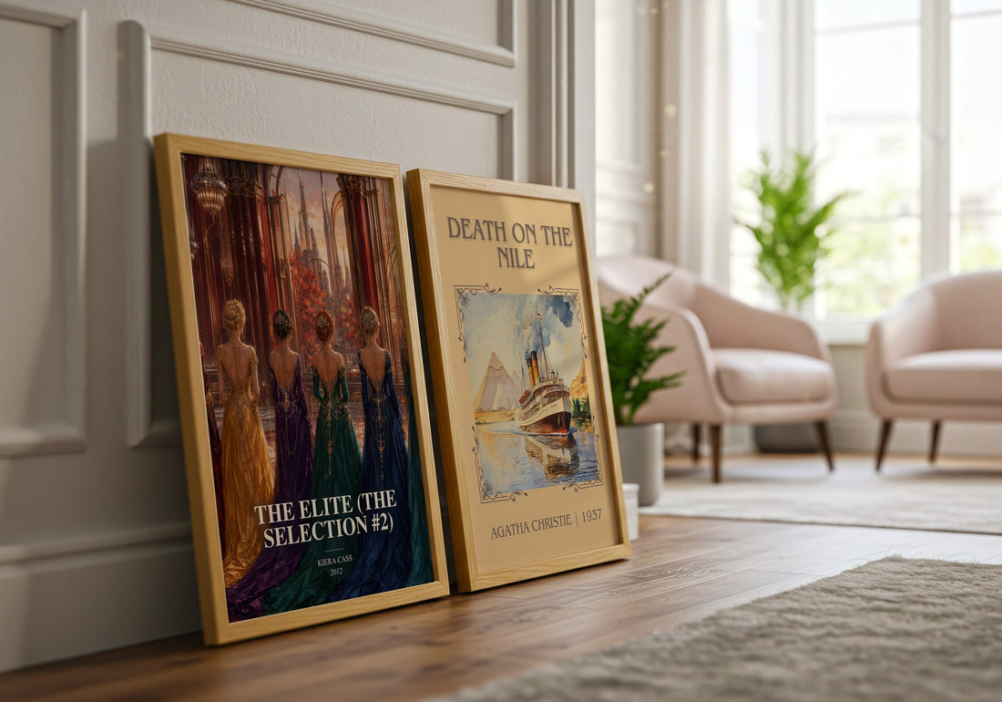 The Elite (The Selection #2) watercolour print framed by window – literary home decor