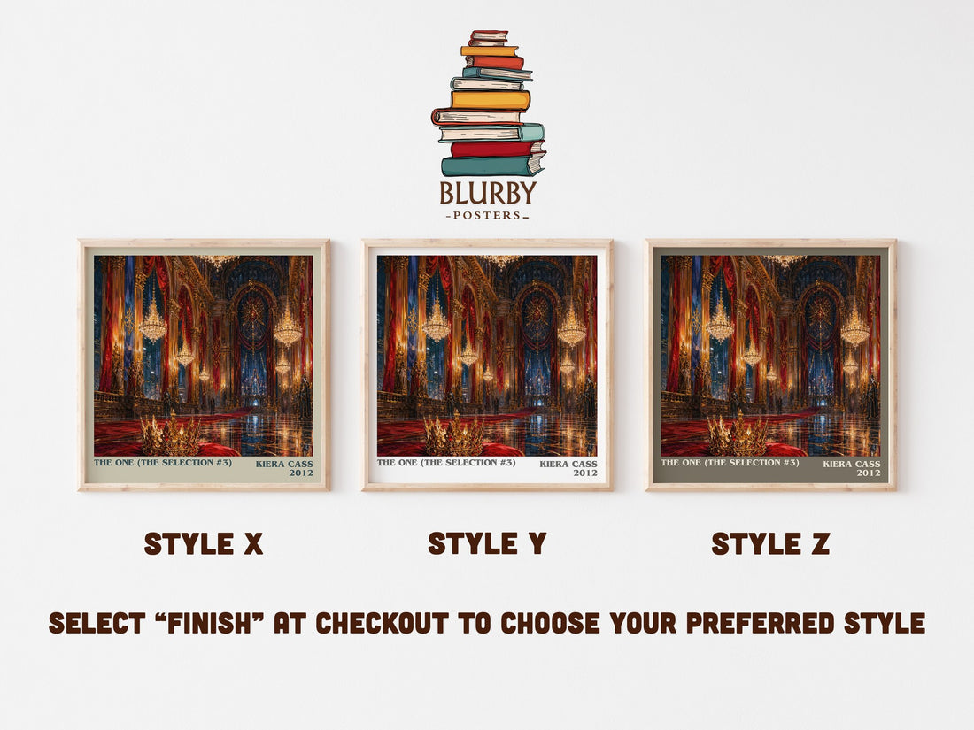 The One (The Selection #3) literary print in frame leaning in hallway – young adult wall art (mockup)