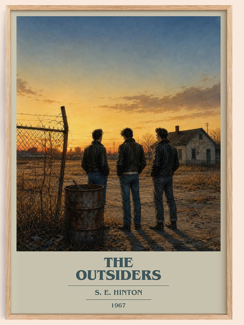 The Outsiders book cover book poster by S. E. Hinton – framed literary art print