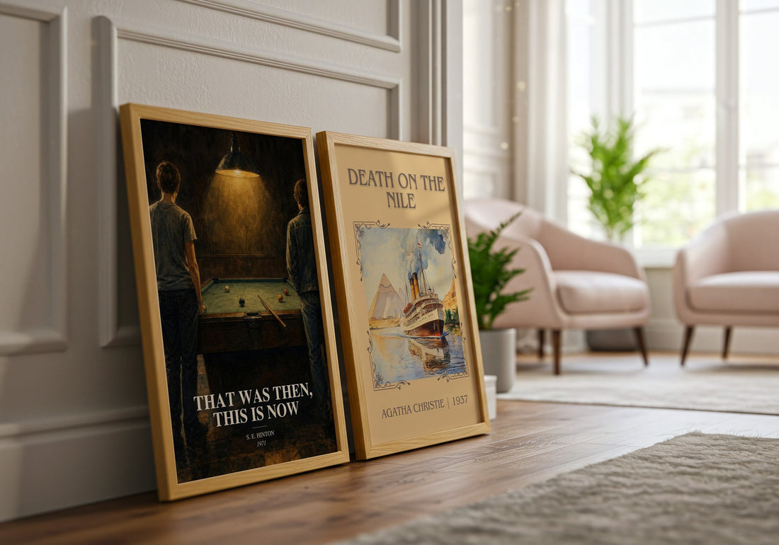 That was then, this is now watercolour print framed by window – literary home decor