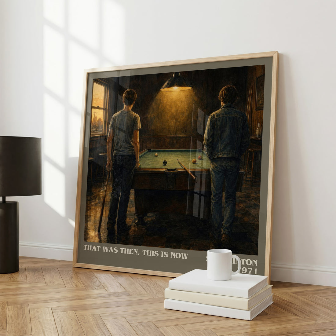 That was then, this is now literary print framed by window – literary home decor