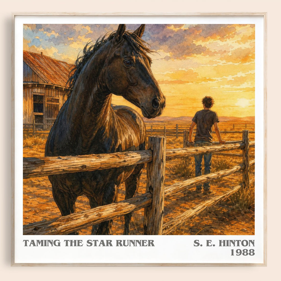 Taming the Star Runner literary book poster by S. E. Hinton – framed literary art print