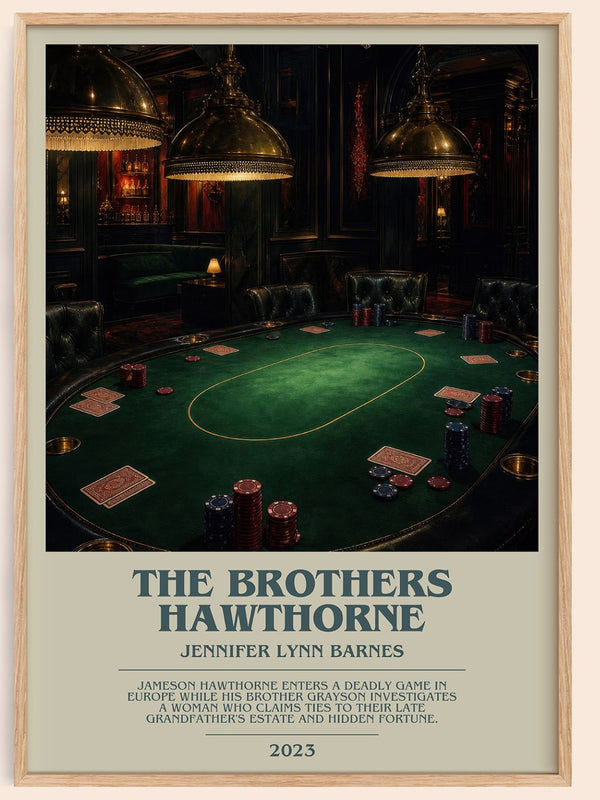 The Brothers Hawthorne bookish book poster by Jennifer Lynn Barnes – framed literary art print