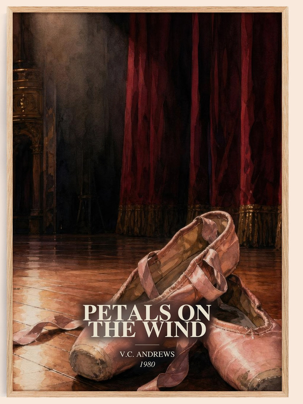Petals on the Wind watercolour book poster by V.C. Andrews – framed literary art print