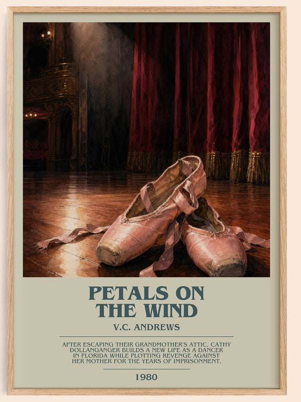 Petals on the Wind bookish book poster by V.C. Andrews – framed literary art print