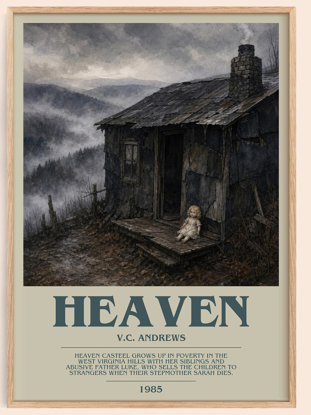 Heaven bookish book poster by V.C. Andrews – framed literary art print