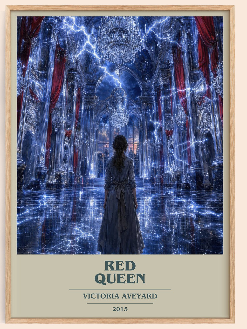 Red Queen book cover book poster by Victoria Aveyard – framed literary art print