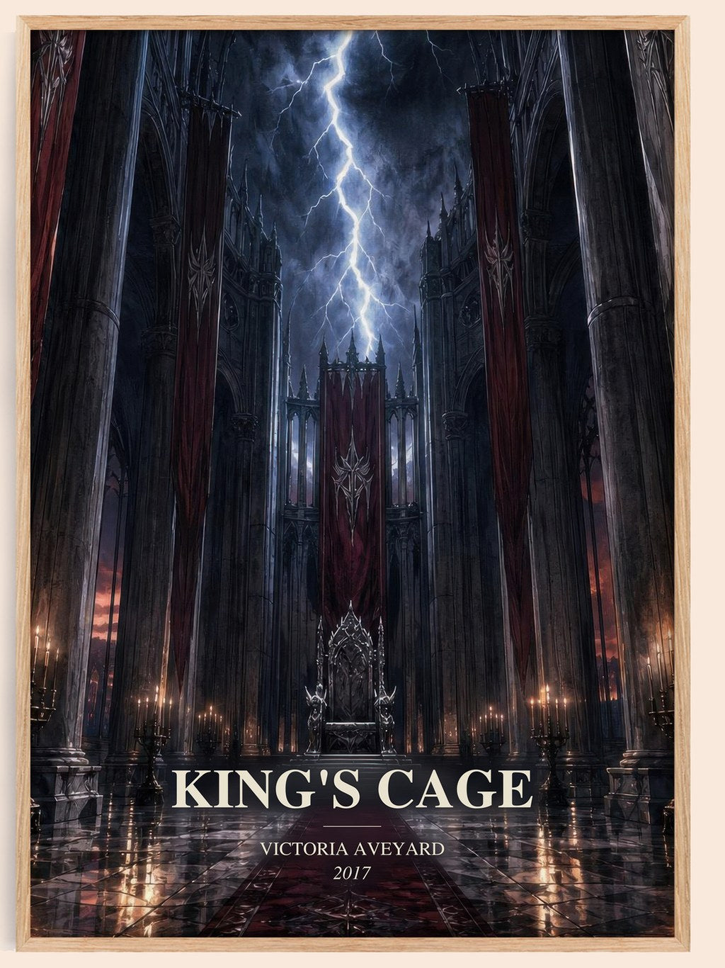 King's Cage watercolour book poster by Victoria Aveyard – framed literary art print