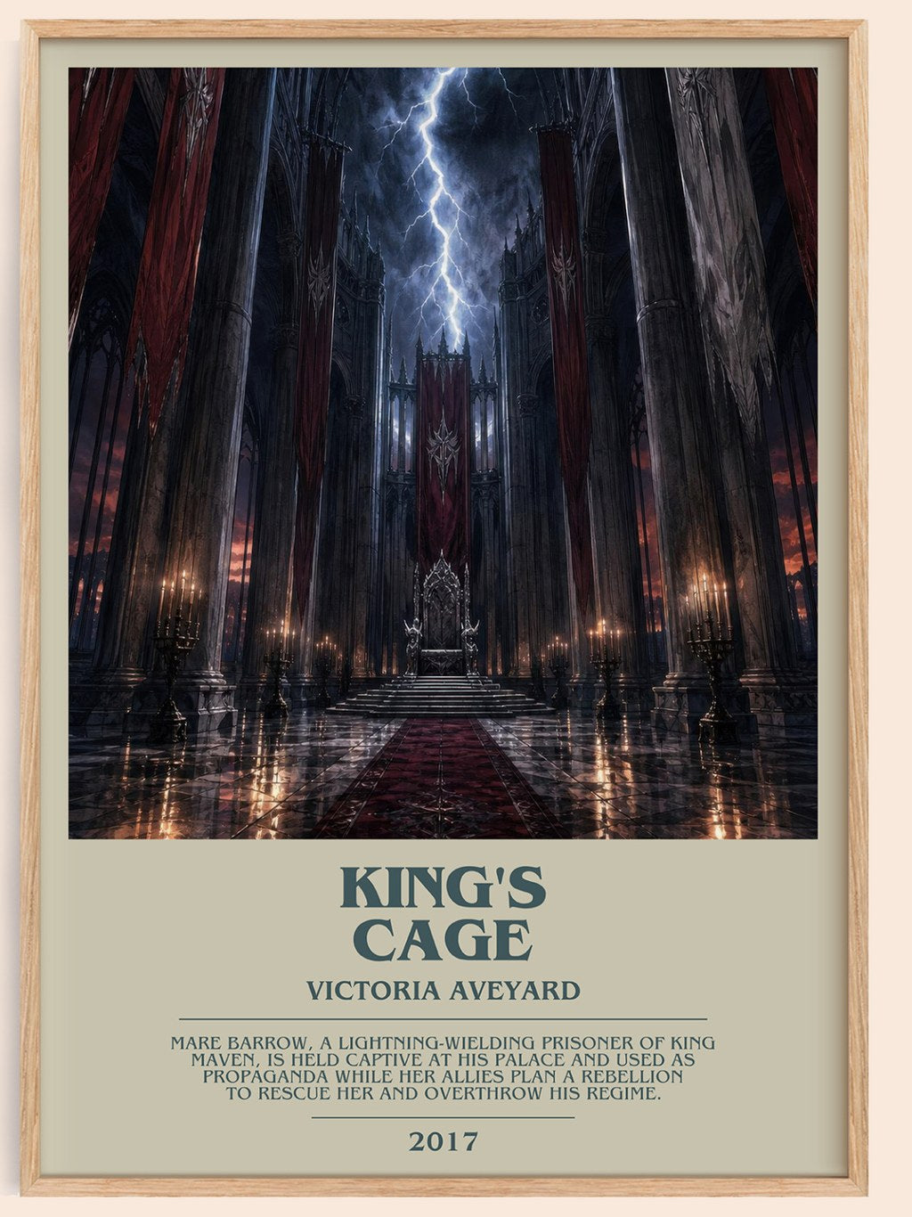 King's Cage bookish book poster by Victoria Aveyard – framed literary art print