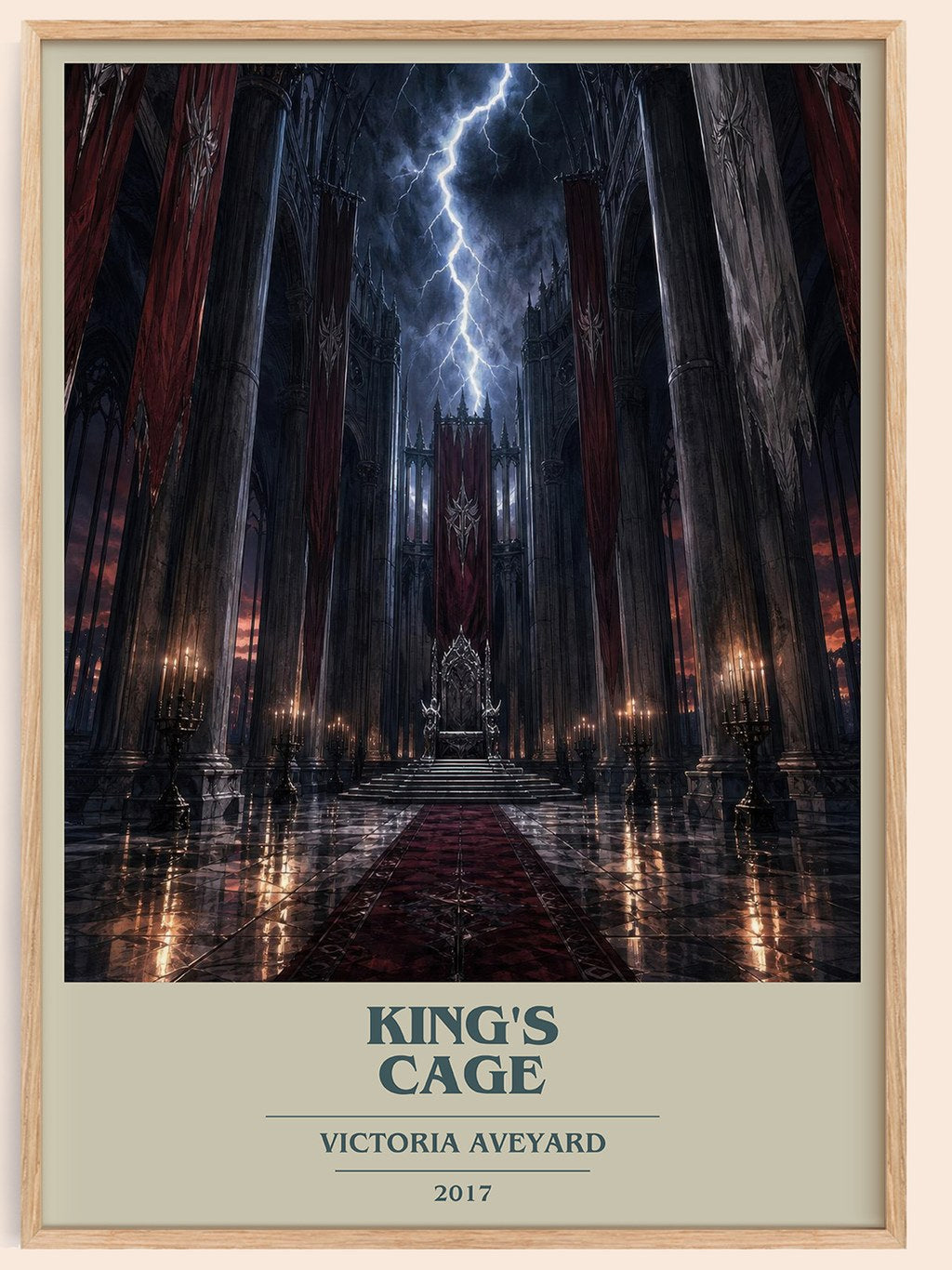 King's Cage book cover book poster by Victoria Aveyard – framed literary art print