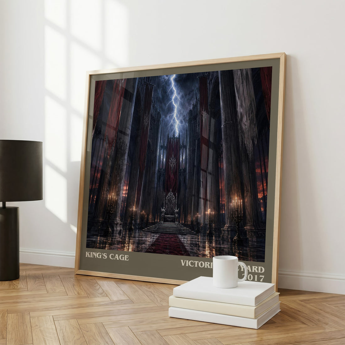King's Cage literary print framed by window – literary home decor
