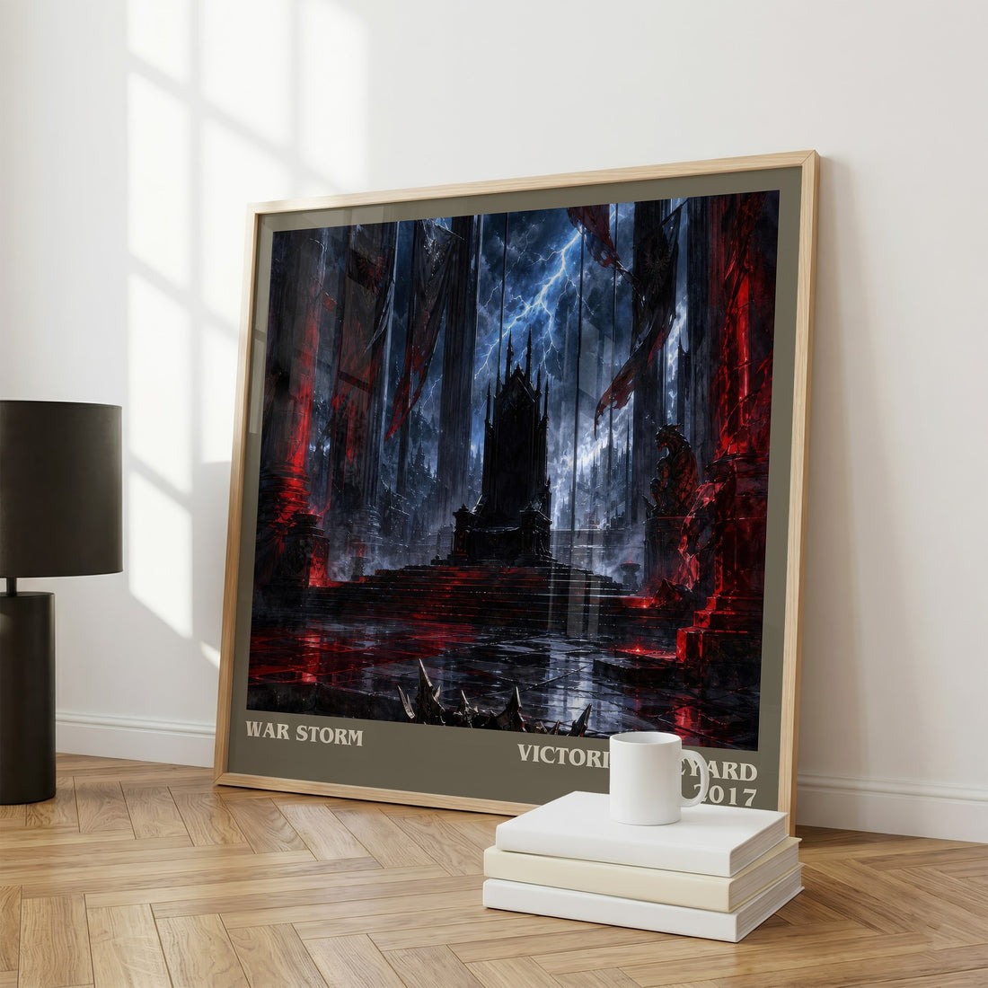 War Storm literary print framed by window – literary home decor