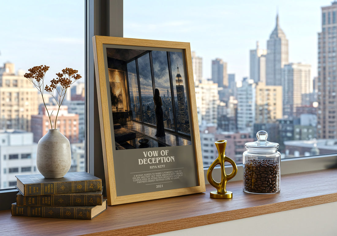 Vow of Deception bookish print framed by window – literary home decor