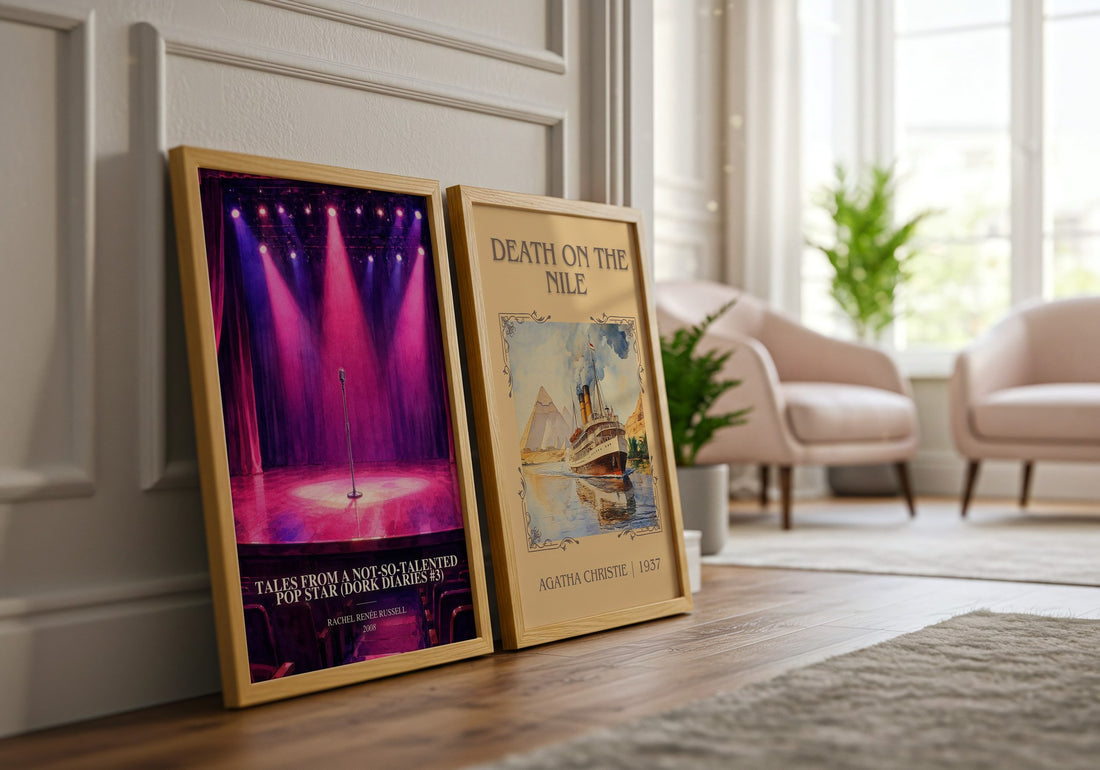 Tales from a Not-so-talented Pop Star (Dork Diaries #3) watercolour print framed by window – literary home decor