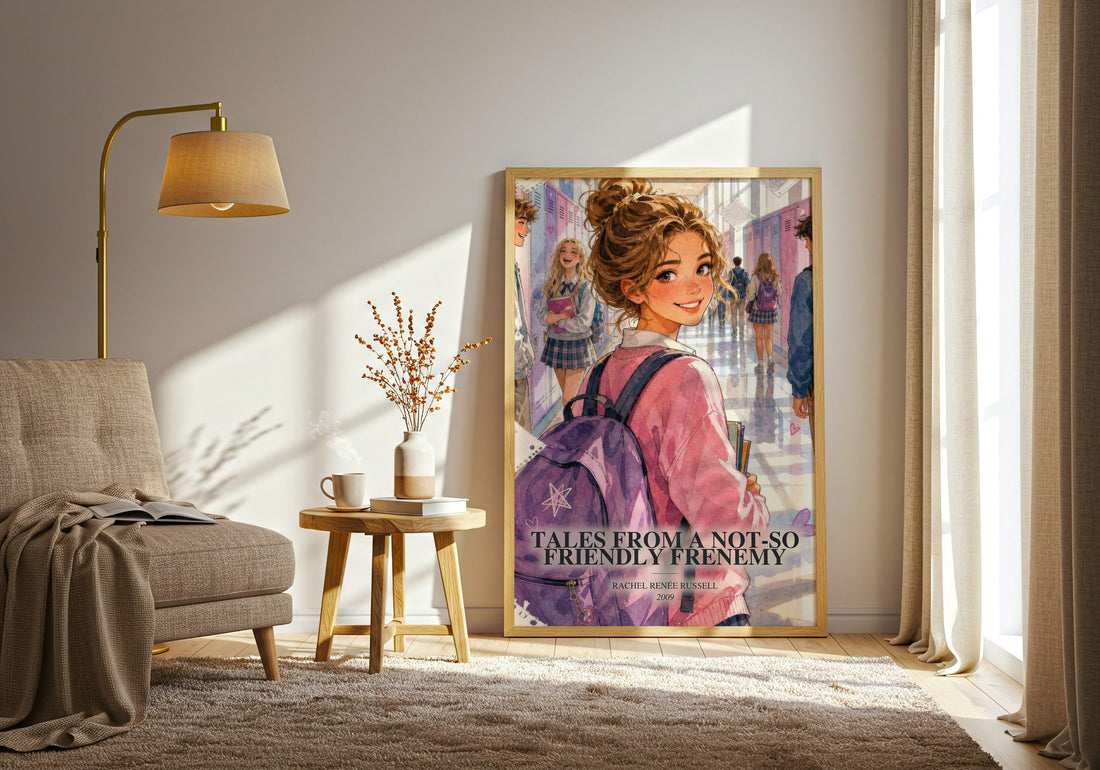 Tales from a Not-So Friendly Frenemy watercolour print in frame leaning in hallway – childrens wall art