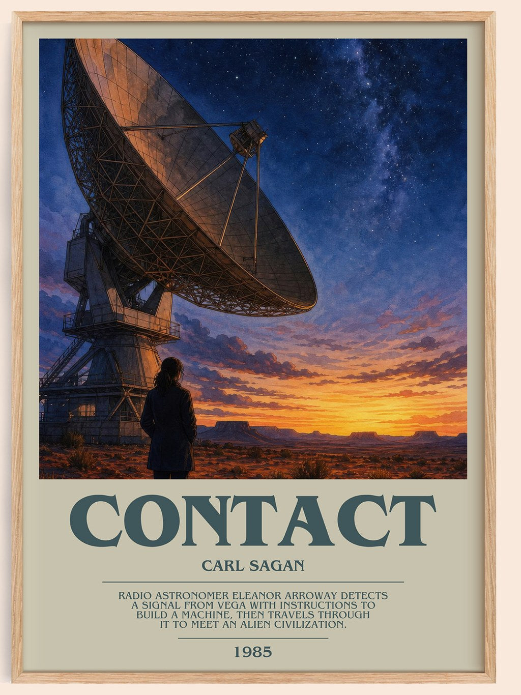 Contact bookish book poster by Carl Sagan – framed literary art print