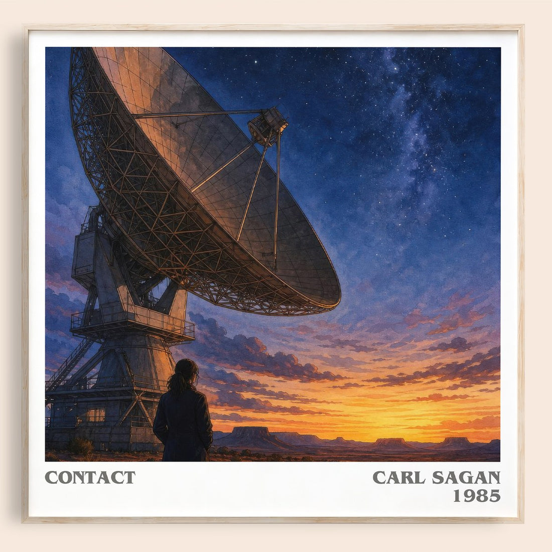Contact literary book poster by Carl Sagan – framed literary art print