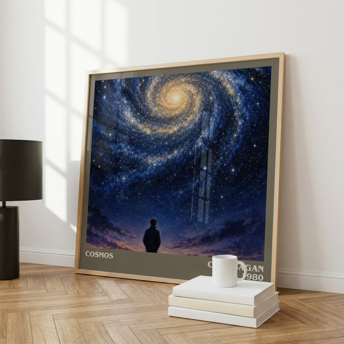 Cosmos literary print framed by window – literary home decor