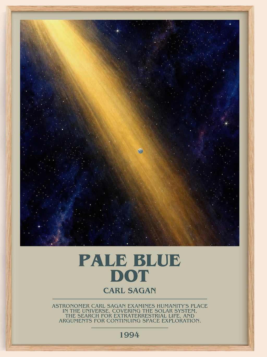 Pale Blue Dot bookish book poster by Carl Sagan – framed literary art print