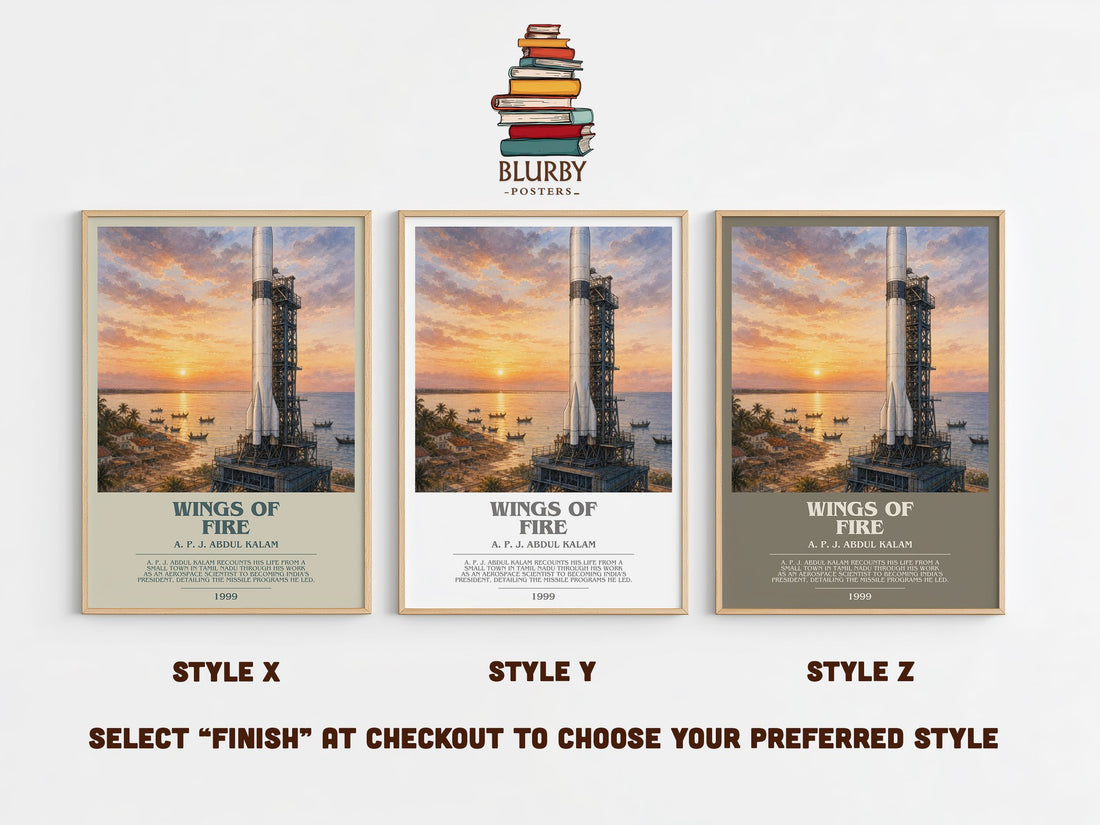 Wings of Fire bookish print in frame leaning in hallway – memoir wall art (mockup)