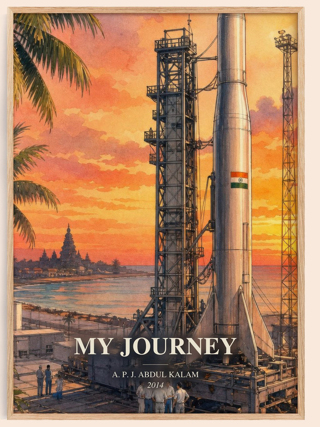 My Journey watercolour book poster by A. P. J. Abdul Kalam – framed literary art print