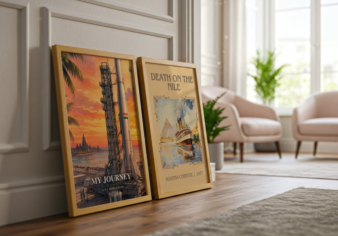 My Journey watercolour print framed by window – literary home decor