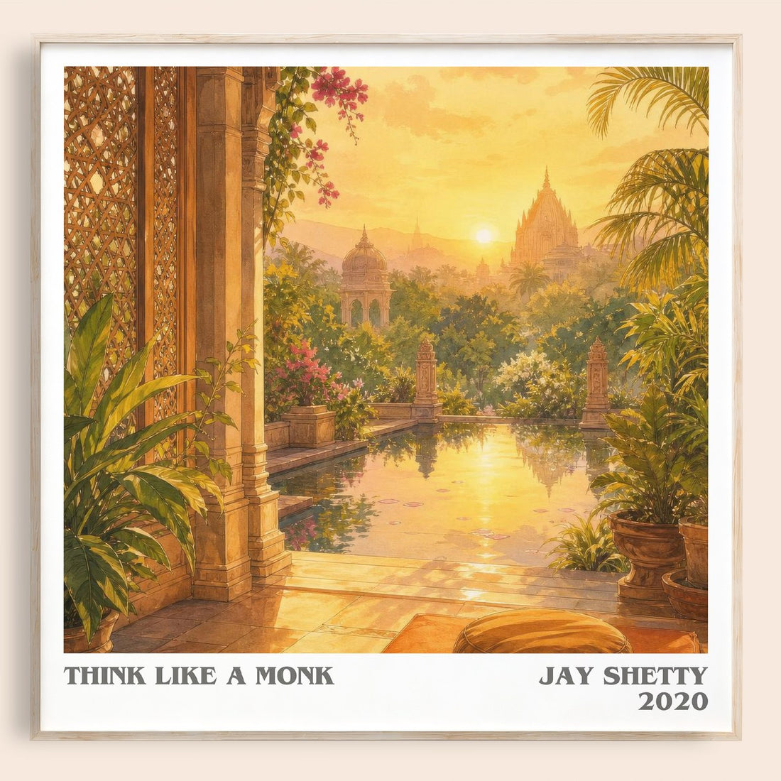 Think Like a Monk literary book poster by Jay Shetty – framed literary art print