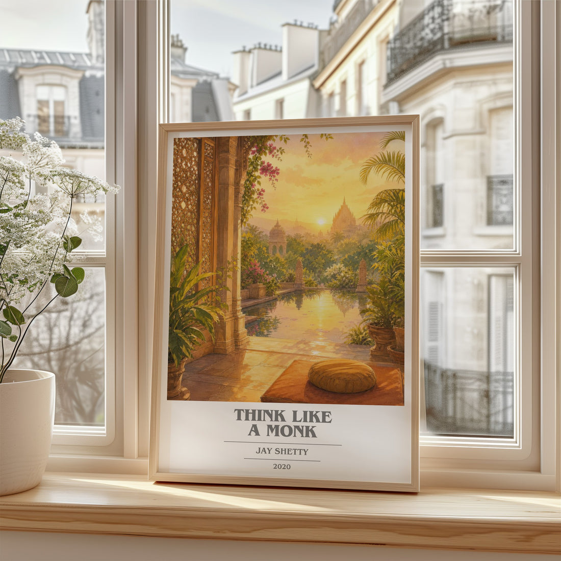 Think Like a Monk book cover poster colour and style options – Jay Shetty book art