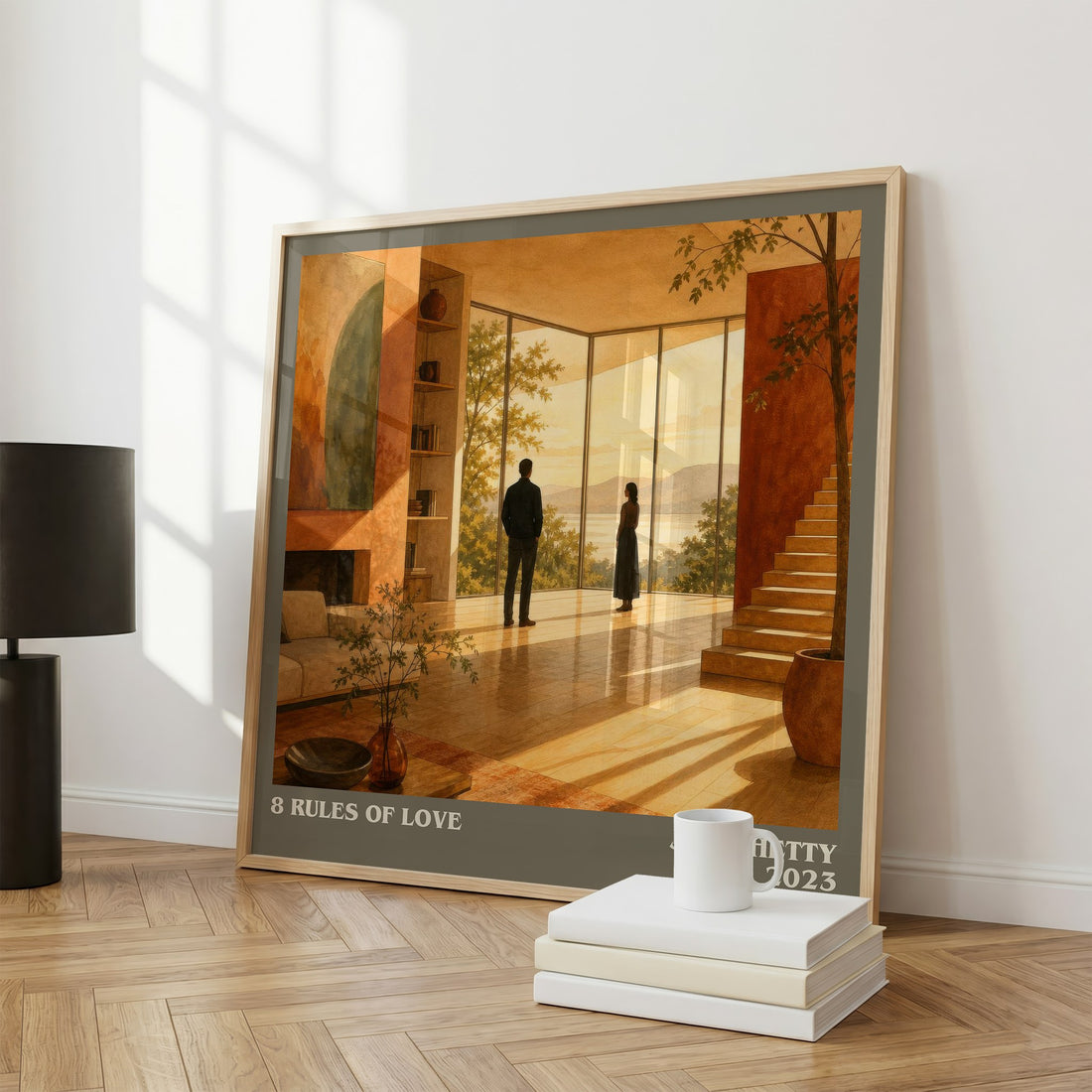 8 Rules of Love literary print framed by window – literary home decor