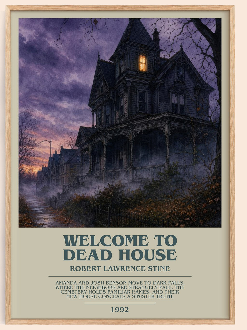 Welcome to Dead House bookish book poster by Robert Lawrence Stine – framed literary art print