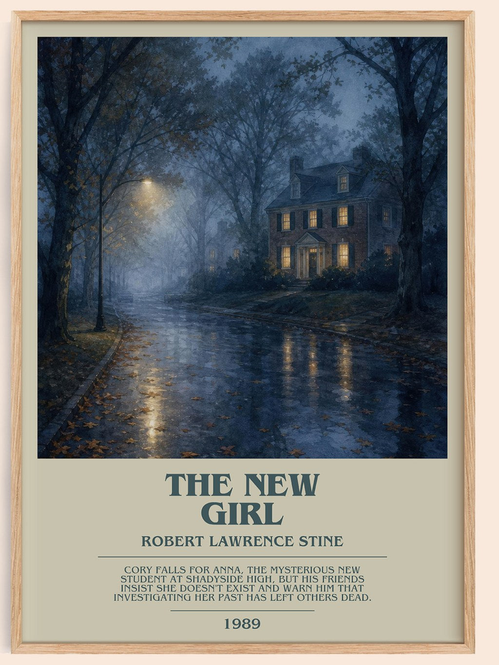 The New Girl bookish book poster by Robert Lawrence Stine – framed literary art print