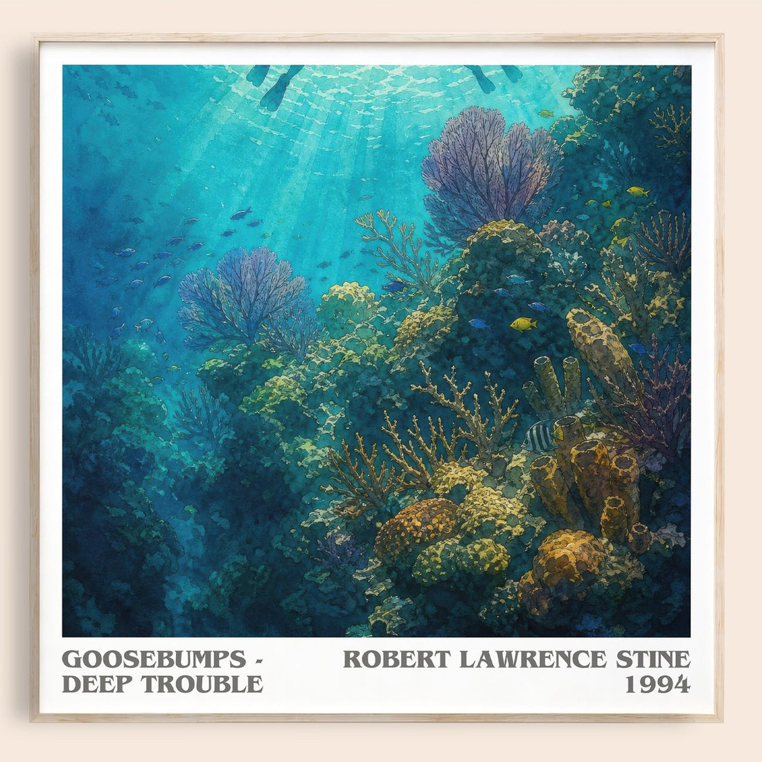 Goosebumps - Deep Trouble literary book poster by Robert Lawrence Stine – framed literary art print
