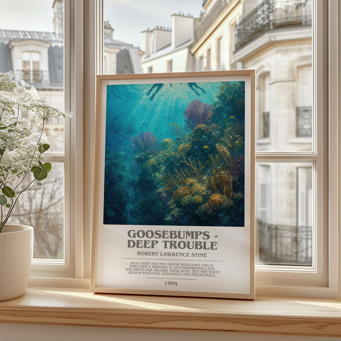 Goosebumps - Deep Trouble bookish poster colour and style options – Robert Lawrence Stine book art