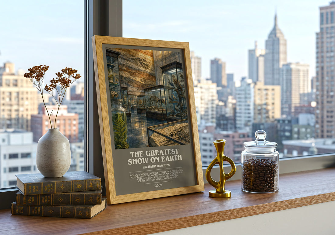 The Greatest Show on Earth bookish print framed by window – literary home decor