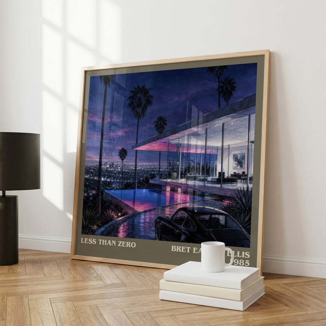 Less than Zero literary print framed by window – literary home decor