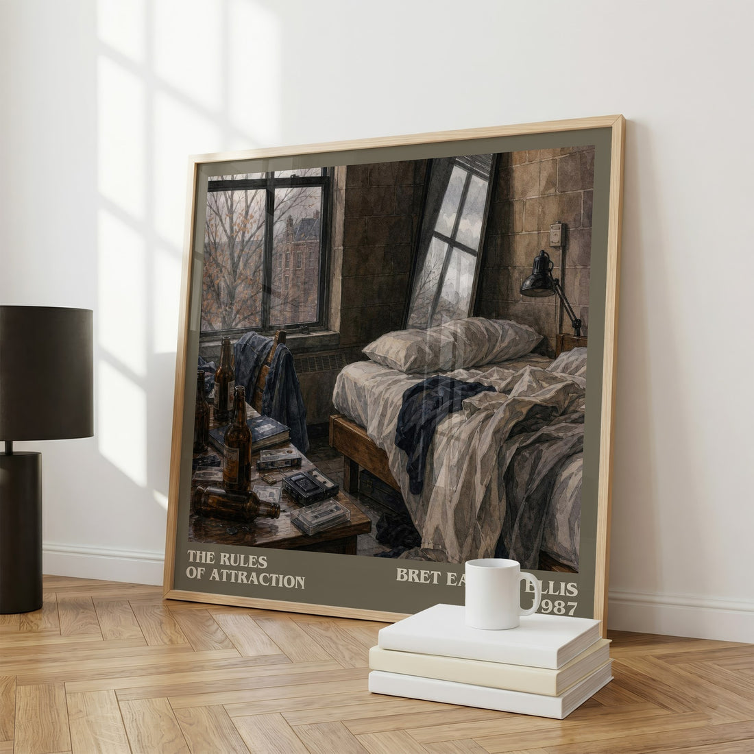 The rules of attraction literary print framed by window – literary home decor