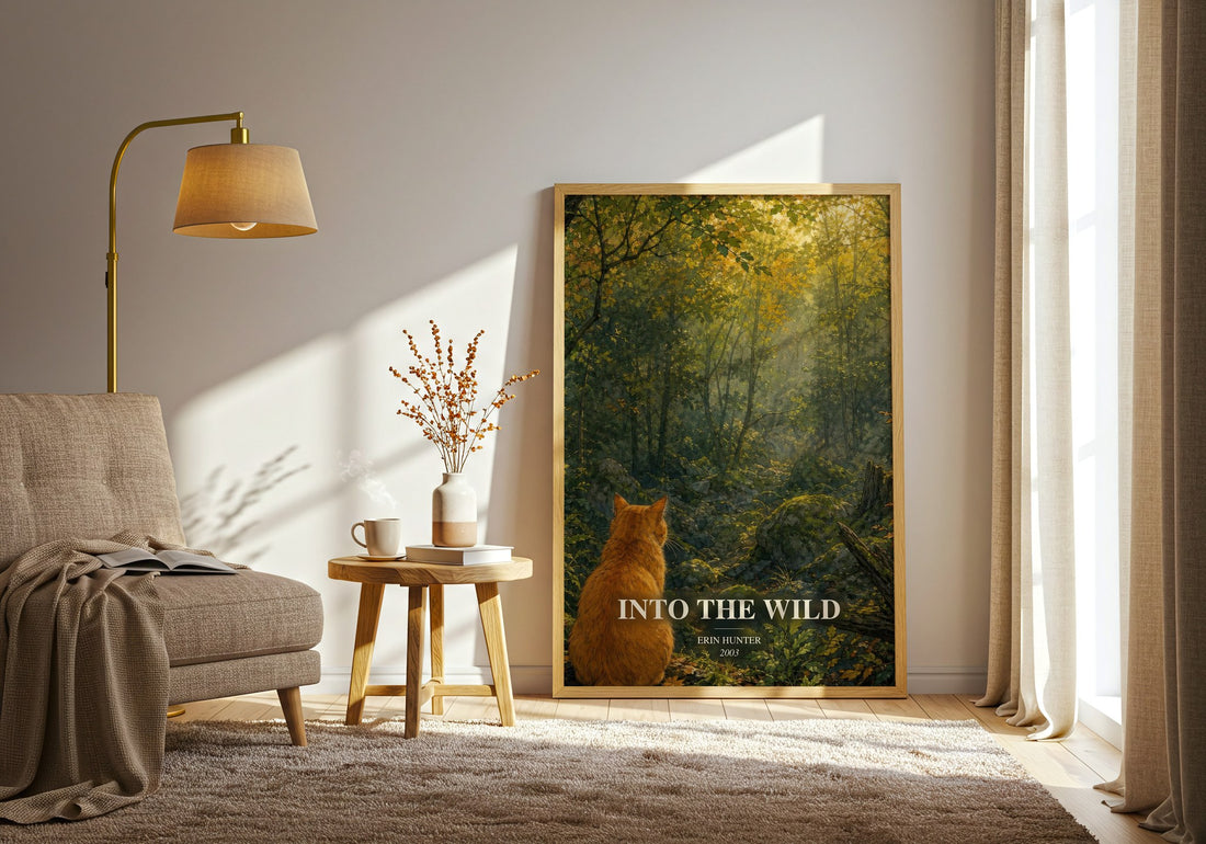 Into the Wild watercolour print in frame leaning in hallway – fantasy wall art