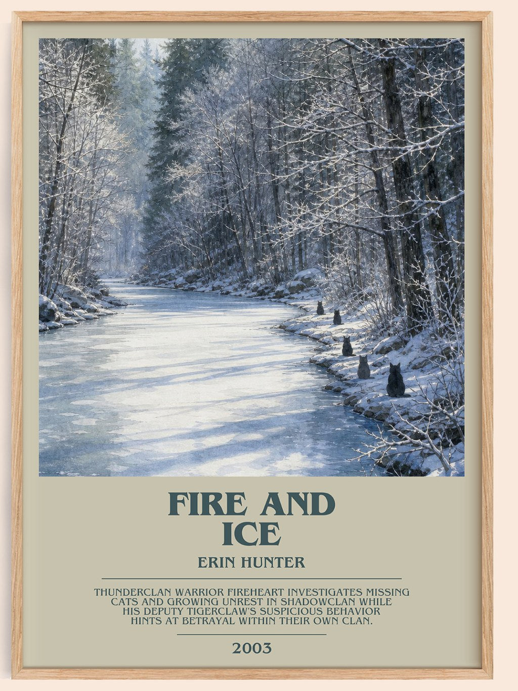 Fire and Ice bookish book poster by Erin Hunter – framed literary art print