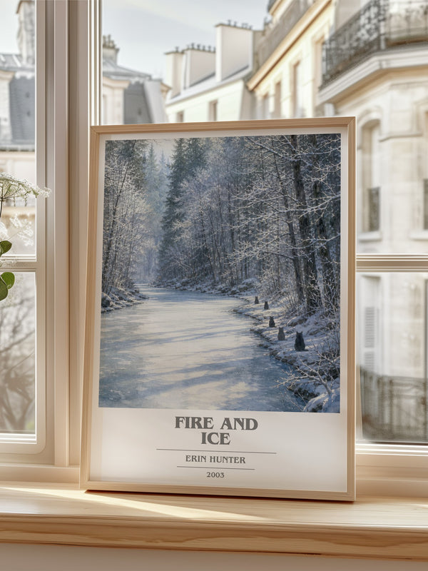 Fire and Ice book cover poster colour and style options – Erin Hunter book art