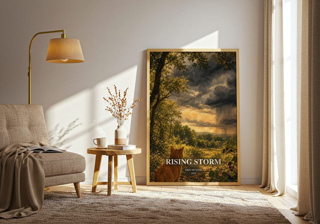 Rising Storm watercolour print in frame leaning in hallway – fantasy wall art