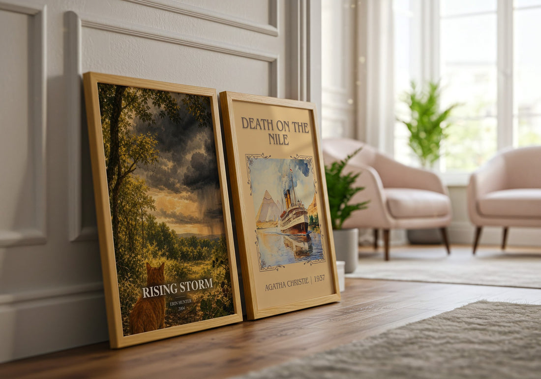 Rising Storm watercolour print framed by window – literary home decor