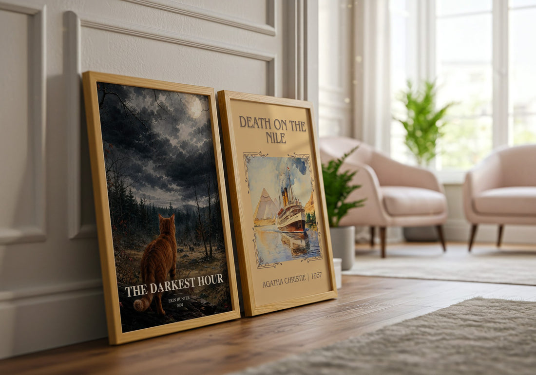The Darkest Hour watercolour print framed by window – literary home decor